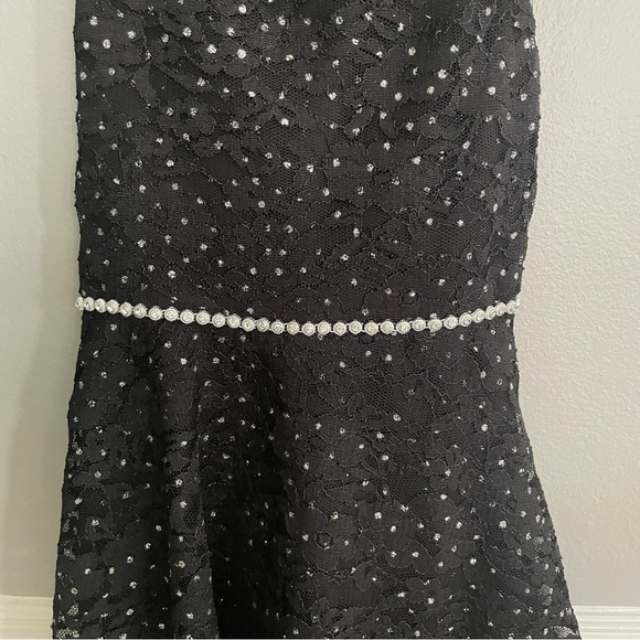 Speechless Kids Black Lace Silver Metallic Dress Size 7 - Picture 5 of 10